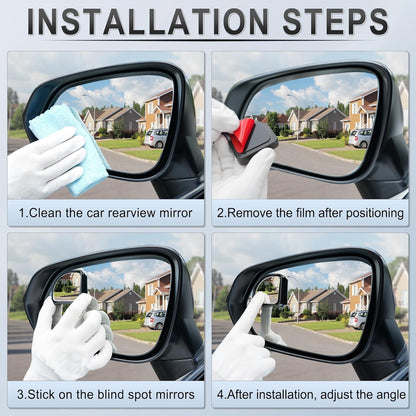 LivTee 2PCS Round Blind Spot Mirror, HD Glass and ABS Housing Convex Wide Angle Rearview Mirror with Adjustable Stick for Universal Car, Black