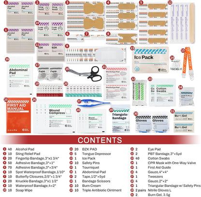 RHINO RESCUE 371 Pieces OSHA All-Purpose First Aid Kit, 100-Person Home & Office Professional Medical Supplies, Ideal for Emergency, School, Business