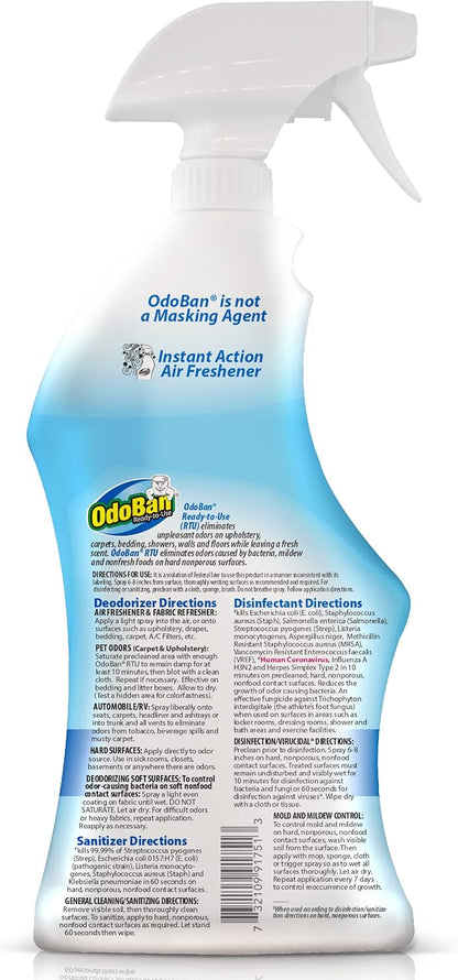OdoBan Ready-to-Use Disinfectant and Odor Eliminator, 32 Ounce Spray Bottle, Original Eucalyptus Scent