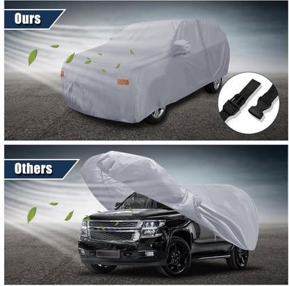 X AUTOHAUX SUV Car Cover for Chevrolet Tahoe 4 Door 2007-2024 Outdoor Waterproof Sun Rain Dust Wind Snow Protection 190T PU W/Driver Door Zipper Black