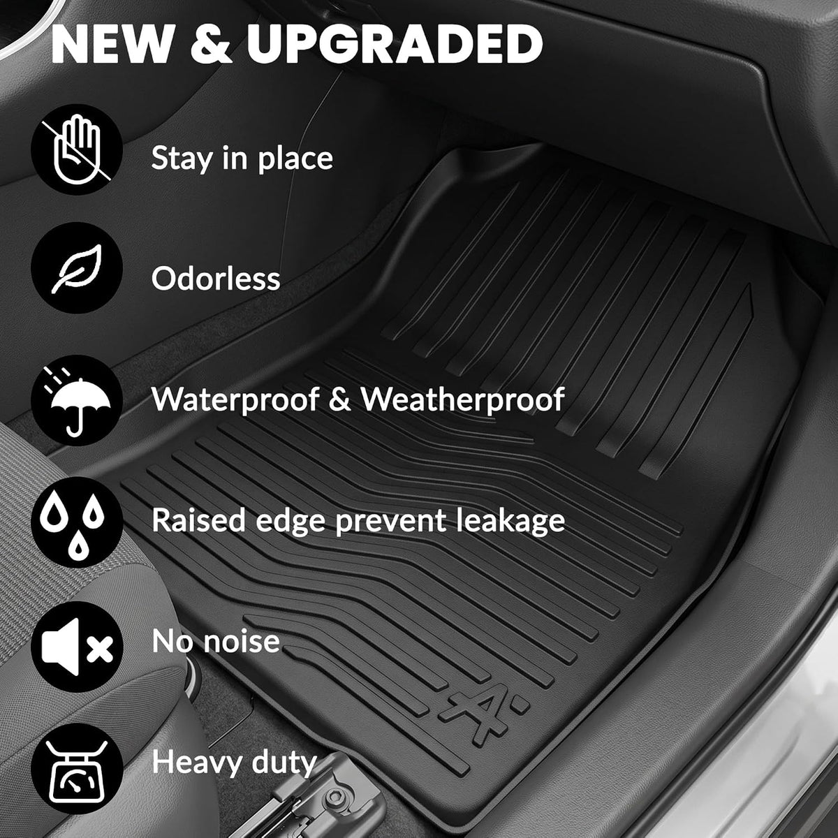 All Weather Floor Mat Fit for Toyota Corolla(Include Hybrid Exclude Hatchback) 2026 2025-2020 TPE Rubber Liners Corolla Accessories All Season Guard Odorless Anti-Slip Liner Black