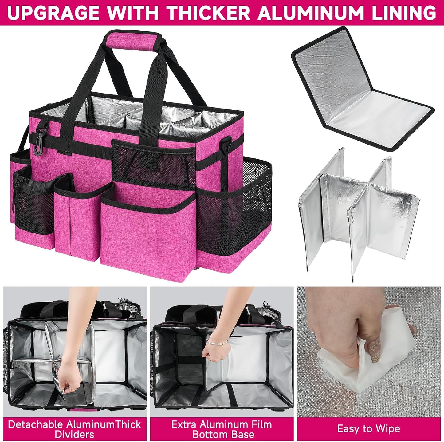 Cleaning Caddy Bag, Cleaning Supplies Organizer for Housekeepers, Housekeeping Caddy with Handle and Detachable Padded Cushion, Black