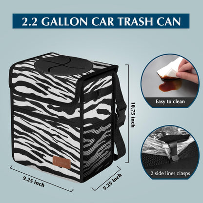 Femuar Leak Proof Car Trash Can with Lid - Waterproof Automotive Garbage Bin for SUVs, Collapsible and Portable Car Trash Bag, Black