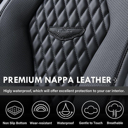 Coverado Seat Covers, Car Seat Covers Full Set, Black Car Seat Cover, Car Seat Covers Front Seats Back Seat Cover, Waterproof Car Seat Cushion, Leather Seat Covers Seat Protector Fit for Most Cars