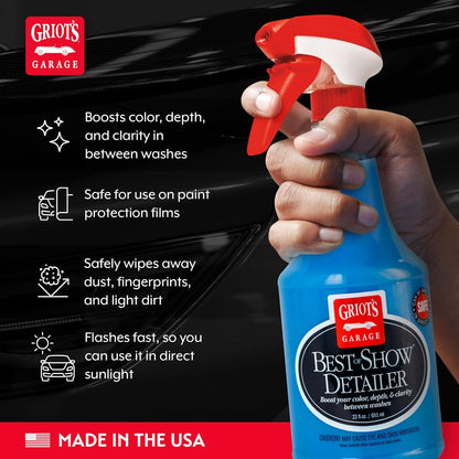 Griot's Garage Best of Show Detailer for Car Detailing, Wipes Away Dust, Fingerprints, and Light Dirt, Improves Paint Gloss and Color Between Washes, 10980, 22oz