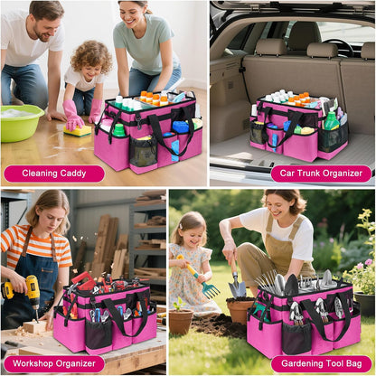 Cleaning Caddy Bag, Cleaning Supplies Organizer for Housekeepers, Housekeeping Caddy with Handle and Detachable Padded Cushion, Black
