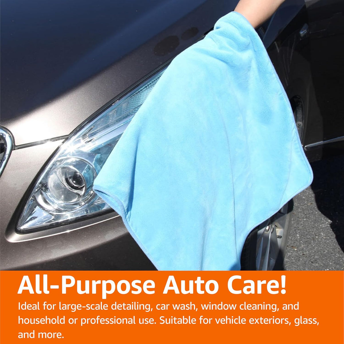 Amazon Basics Super Absorbent Microfiber Car Drying Towel, Streak-Free, Non-Abrasive, 36"L x 25"W, Gray