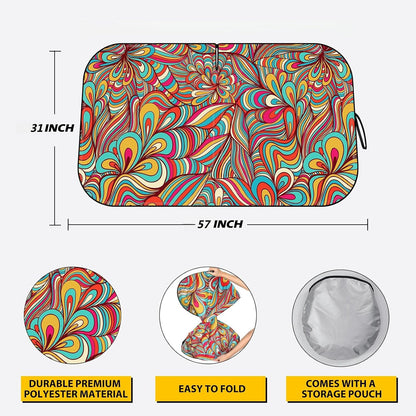 Car Windshield Sun Shade - Reflector Sunshade Offers Ultimate Protection for Car Interior, Cool Reflective Sun Blocker Fits Small Sedans, Mini SUVs