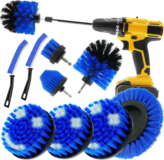 10 Pack Drill Brush Attachment Set, Drill Scrubber Brush Kit, Drill Cleaning Brush, Scrub Brush for Grout Floor Tub Shower Bathtub Tile Sink Toilet Bathroom Kitchen Car Yellow