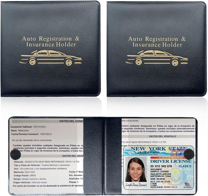 Ziciner Car Registration Insurance Holder, 2Pack Essential Auto Card Document Glove Box Organizer with Touch Fastener, Vehicle Interior Accessories Perfect for Most Car, Truck, SUV (Red/Small Car)