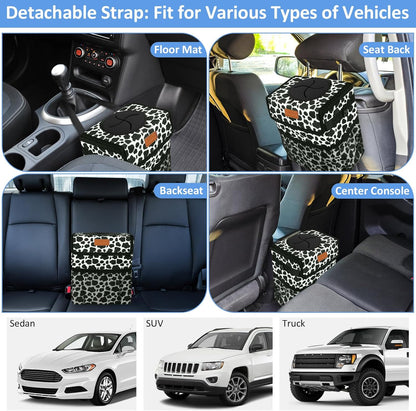 ELONGRIVER Car Trash Can Bin for Back Seat Leak Proof, Cute Car Trash Bag Hanging, Vehicle Trash Can for SUV Truck Van, Automotive Garbage Cans Front Seat Black