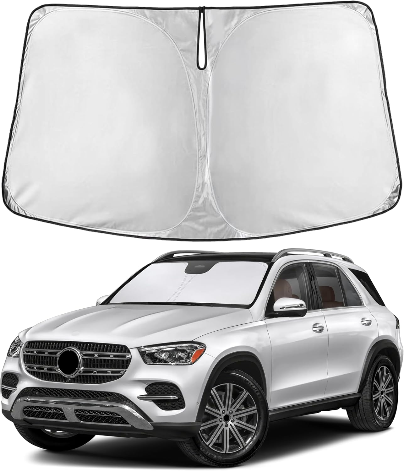 EcoNour Car Windshield Sun Shade | 2025 Upgraded Innovative No-Light-Pass Technology for Maximum Coverage | Foldable Sun Shade Keeps Your Vehicle Cool | Must-Have Car Accessories | Small (59" x 29") - Colors D