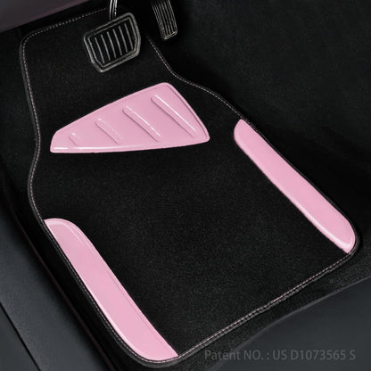 CAR PASS Waterproof Universal Fit Car Floor Mats, Faux Leather Car Carpet Mats, Black Car Mats with Anti-Slip Nibbs Backing & Driver Heel Pad Fit for SUV,Vans,sedans, Trucks,Set of 4pcs(All Black)