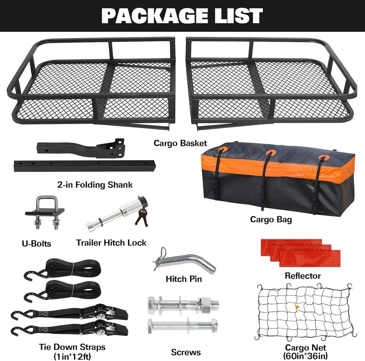 WEIZE 54" x 34" Heavy Duty Roof Rack Basket, 200LBS Universal Rooftop Cargo Basket with Waterproof Bag, Cargo Net & Tie Down Straps, Steel Luggage Holder for Car SUV Truck