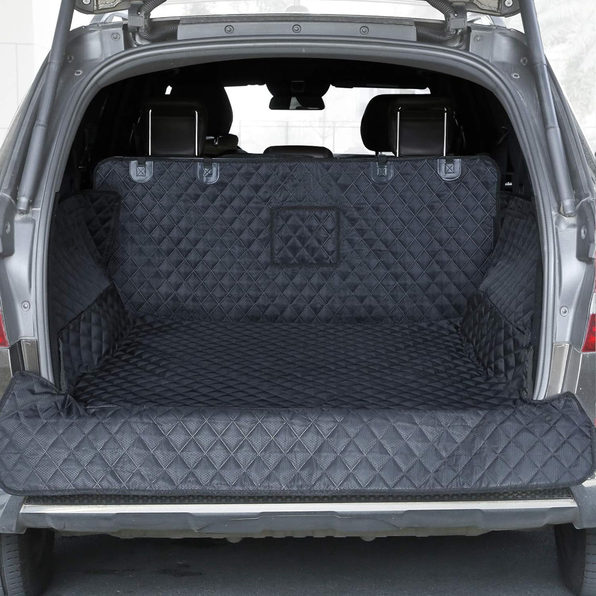 PETICON SUV Cargo Liner for Dogs, Waterproof Trunk Cover for SUVs with Bumper Flap Protector, Scratchproof Durable 600D Oxford Fabric, Non-Slip, Machine Washable