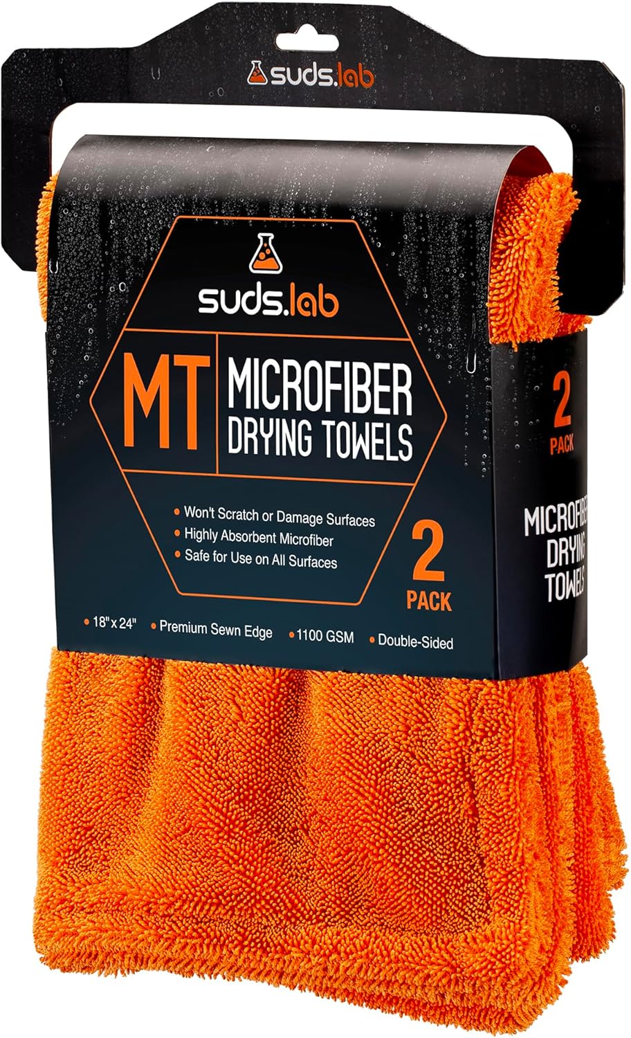 Suds Lab Large Microfiber Drying Towel (24 in x 35 in) Car Exterior Cleaning and Detailing Cloth, Safe On Plastic Trim, Glass, Carbon Fiber, Paint