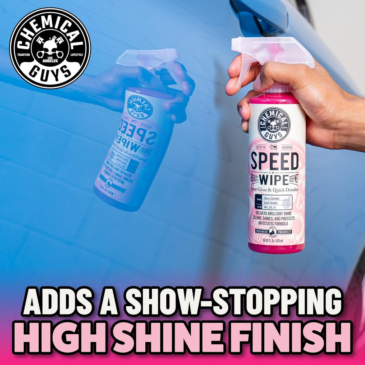Chemical Guys Speed Wipe Quick Detailer - High Gloss, Streak-Free Shine, Detail Spray for Cars, Trucks, Motorcycles, RVs, and More, Safe on Paint, Glass, Wheels, and Trim, Cherry Scent, 128 fl oz
