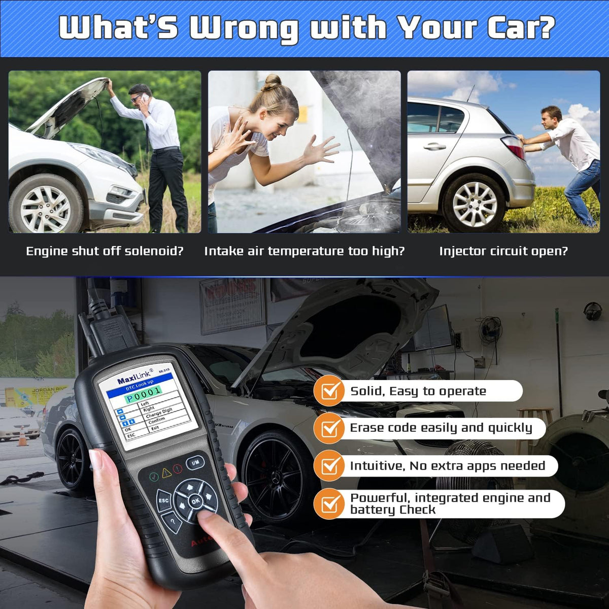 Autel AutoLink AL519 OBD2 Scanner Enhanced Mode 6 Car Diagnostic Tool Check Engine Code Reader CAN Scan Tool, Advanced Ver. of AL319