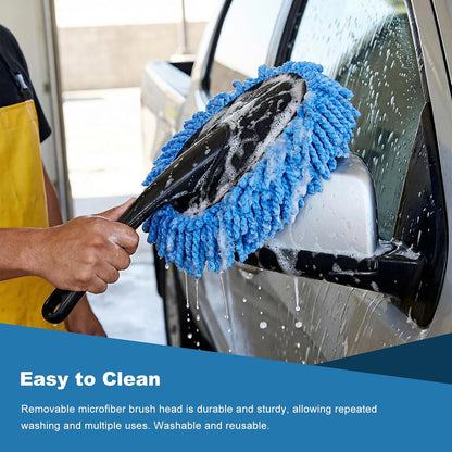 Car Dash Duster Brush, Super Soft Microfiber Duster Auto Dashboard Dust Detailing Tool, Multifunctional Scratch Free Dash Dust Cleaning Brush for Vehicle Home Kitchen (Blue)