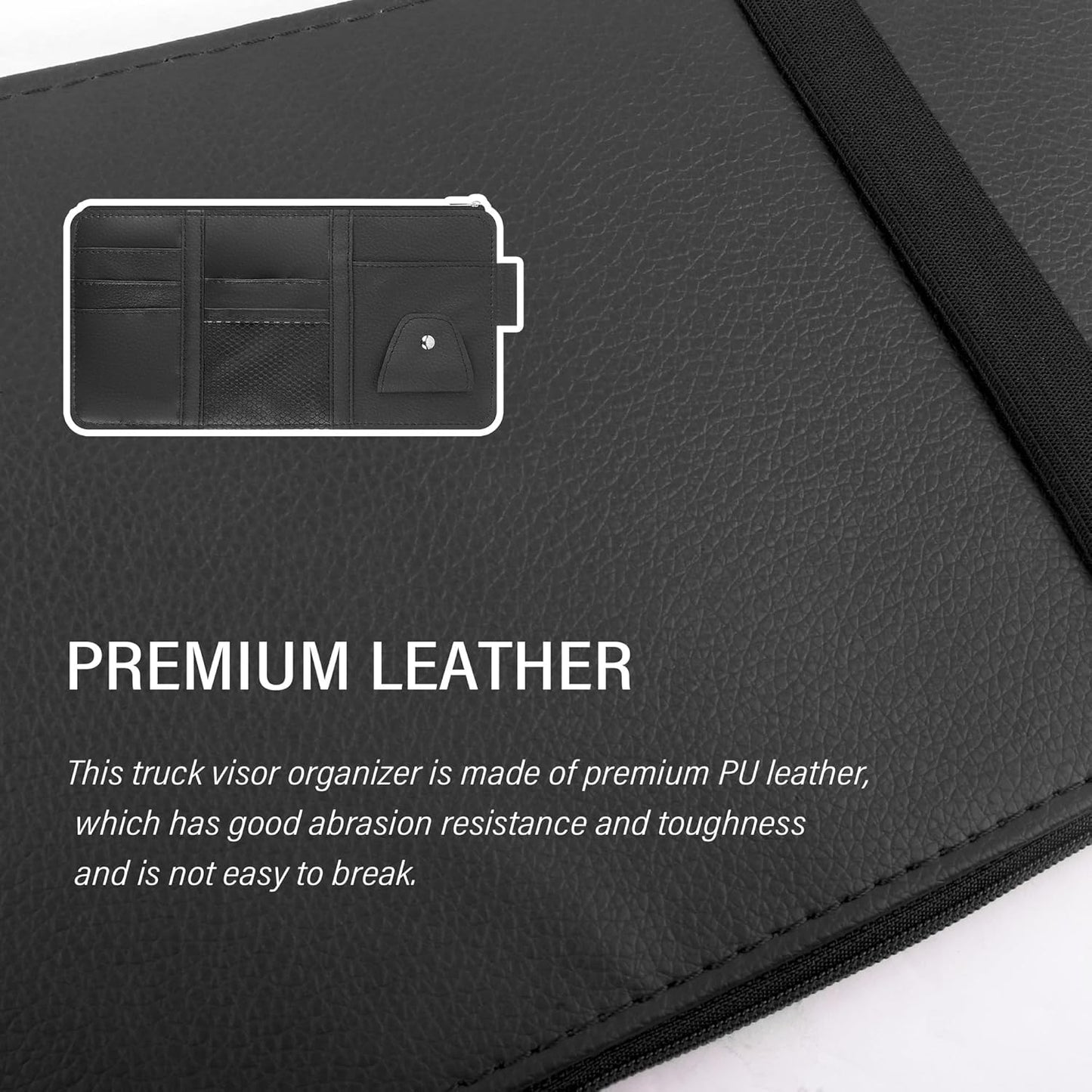 OFBAND Car Visor Organizer with Sunglass Holder,Multi-Functional Car Sun Visor Organizer with Zipper for Cards,Money,Tickets,Leather Interior Accessories (Black)