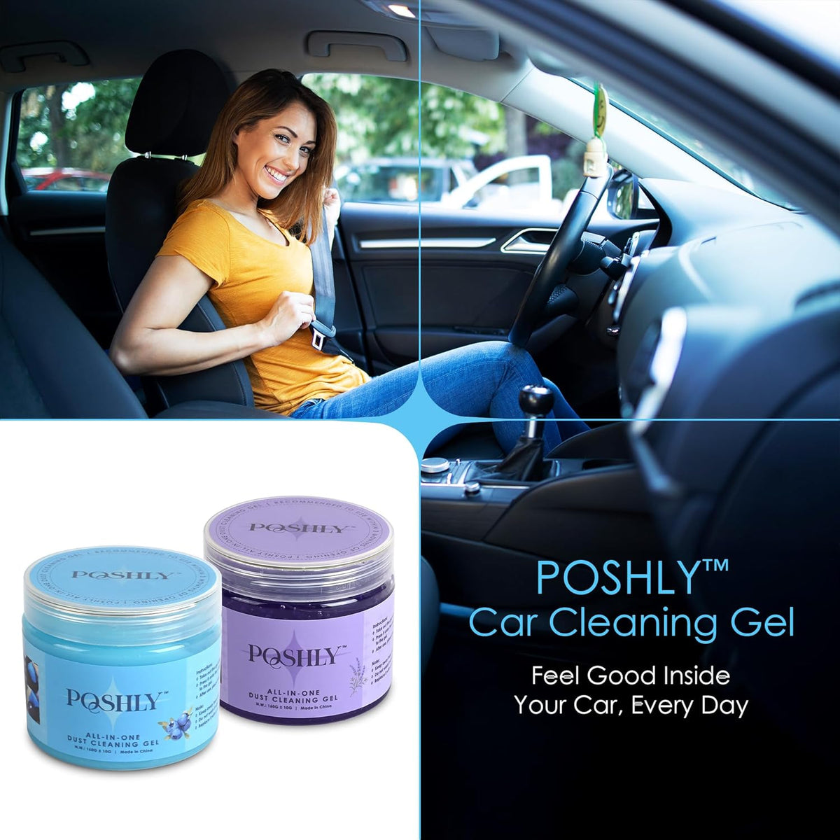 Car Cleaning Gel Putty for Car Interior Detailing | Reusable Dust Cleaning Slime for Air Vents, Dashboard, Cup Holders, Keyboard & AC Vent Cleaner | Non-Sticky No Residue Gel (Lavender Scent)