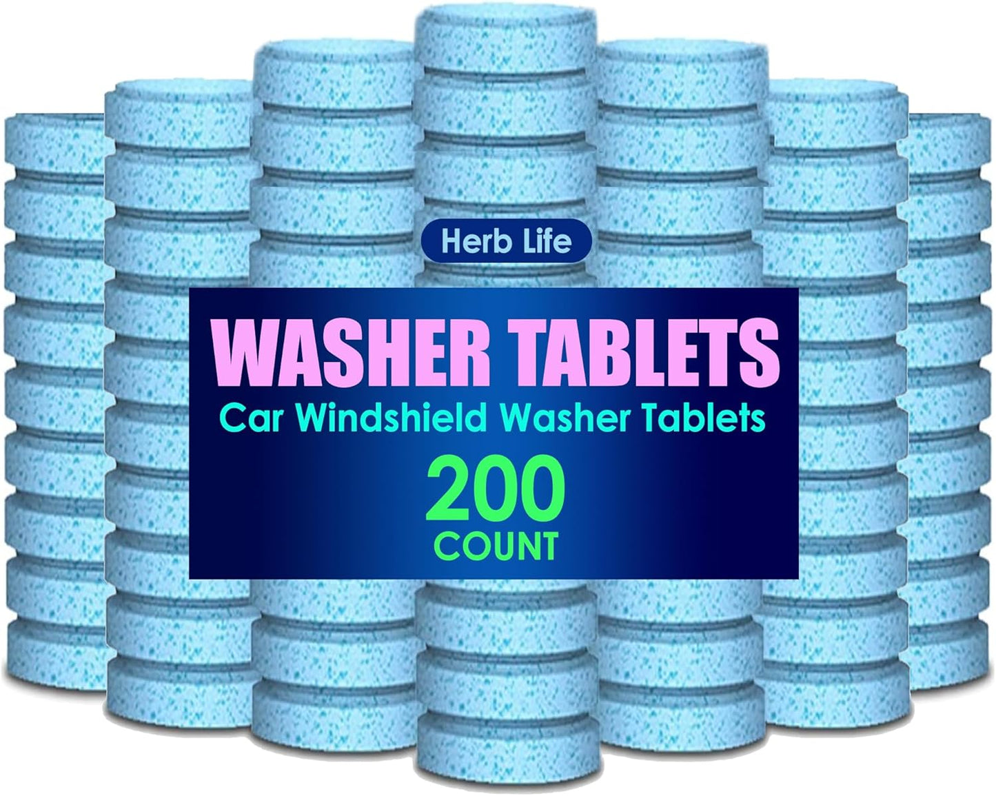 200 PCS-Car Windshield Washer Tablets, Glass Cleaner, Concentrated Effervescent Tablets, Solid Windshield Effervescent Wiper Tablet for Car Window Glass Cleaning (S)