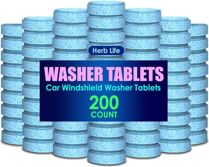 200 PCS-Car Windshield Washer Tablets, Glass Cleaner, Concentrated Effervescent Tablets, Solid Windshield Effervescent Wiper Tablet for Car Window Glass Cleaning (M)