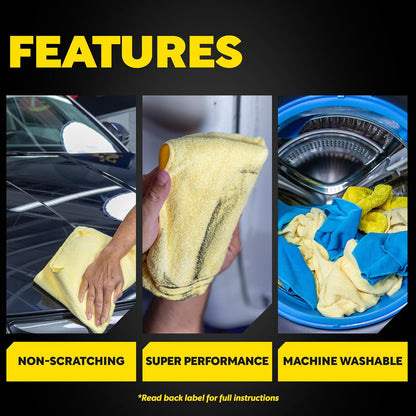Meguiar's Supreme Shine Microfiber Towels for Cars, Absorbent Ultra-Plush Car Microfiber Towel Set for Effectively Removing Car Care Products Without Leaving Swirls, 3 Pack