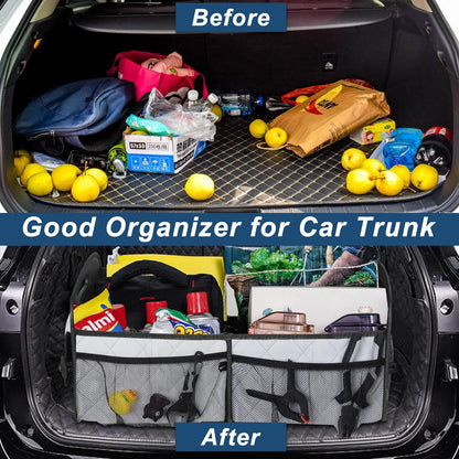 Deosk Car Trunk Organizer for SUV, Car Organizers and Storage with Reinforced Handles, Car Accessories for Women/Men 50LWaterproof Polyester Trunk Organizer, Black