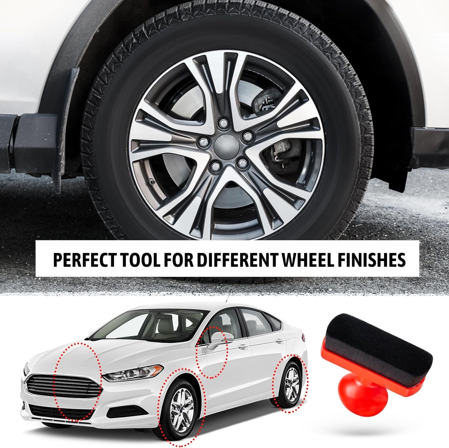 BABYSHEEP Car Tire Shine Applicator,Large Vegan Tire Shine Brush - Automotive Tire Dressing Applicator Brush with Storage Stand for Tire Detailing & Car Wash Kit, Black, 3.6 Inch Length (Black)
