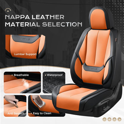 Coverado Seat Covers Full Set, Black Seat Covers for Cars 5 Seats, Car Seat Protector, Waterproof Nappa Leather Car Seat Cushion, Front and Rear Car Seat Cover Fit for Most Sedans SUV Pick-up Truck - Colors A
