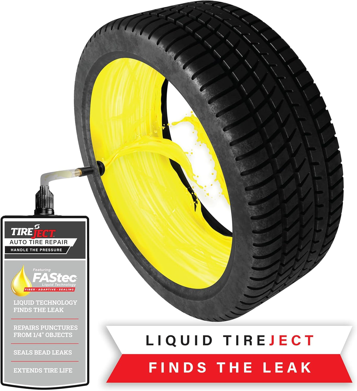 TireJect Automotive Compact Car 2-in-1 Tire Sealant & Bead Sealer Kit for tire Repair of leaks and punctures