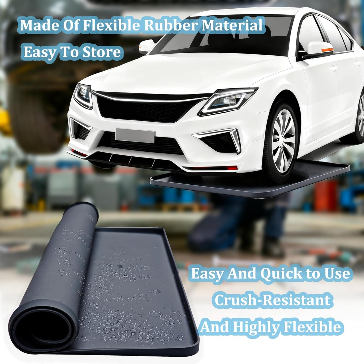 Oil Drip Pan for Under Car, Oil Spill Mat for Garage Floor Waterproof Driveway Outdoor Oil Drip Tray Silicone Oil Drip Pan No Splatter Non-Slip Oil Catch Pan Easy to Clean Reusable