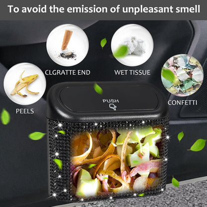 Accmor Car Trash Can with Lid, Leakproof Vehicle Garbage Organizer Holder Bin with 60 Pcs Trash Bags, Mini Auto Dustbin Interior Accessories Storage Container for SUV, Office, Home