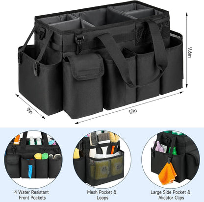 Cleaning Caddy,Cleaning Bag for Housekeepers,Cleaning Supplies Organizer with Handle,Black