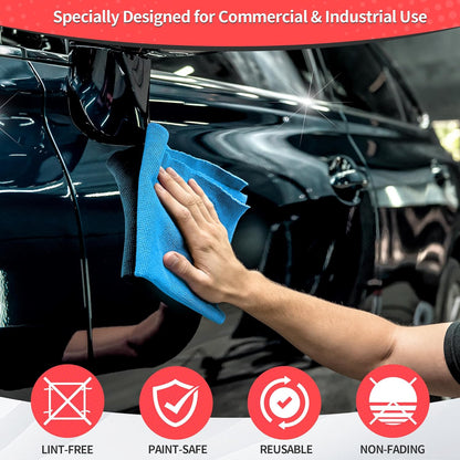 Microfiber Cleaning Cloth, 100 Pack Cleaning Rags Microfiber Towel Bulk Absorbent Lint-Free Wash Cloths, All-Purpose Shop Towels for Cars, Automotive, Garage, Home & Kitchen 11.5"*11.5"