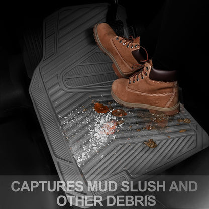 CAR PASS Rubber Car Mats, Waterproof Car Floor Mats All Weather,Car Mat Full Set 3 Piece, Automotive Floor Mat Trim to Fit for Cars Sedans SUVs Trucks, Anti-Slip Easy Clean, All Black