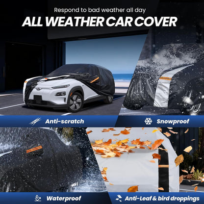 Large SUV Car Cover for Chevy Suburban 100% Waterproof All Weather, Heavy Duty Outdoor Full Exterior Covers Rain Sun Wind UV Protection. - Colors A