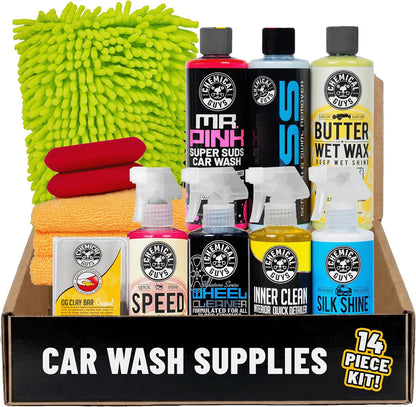 Chemical Guys HOL123 Car Cleaning Kit for Interior & Exterior, 14 Items Including (7) 16 oz Chemicals
