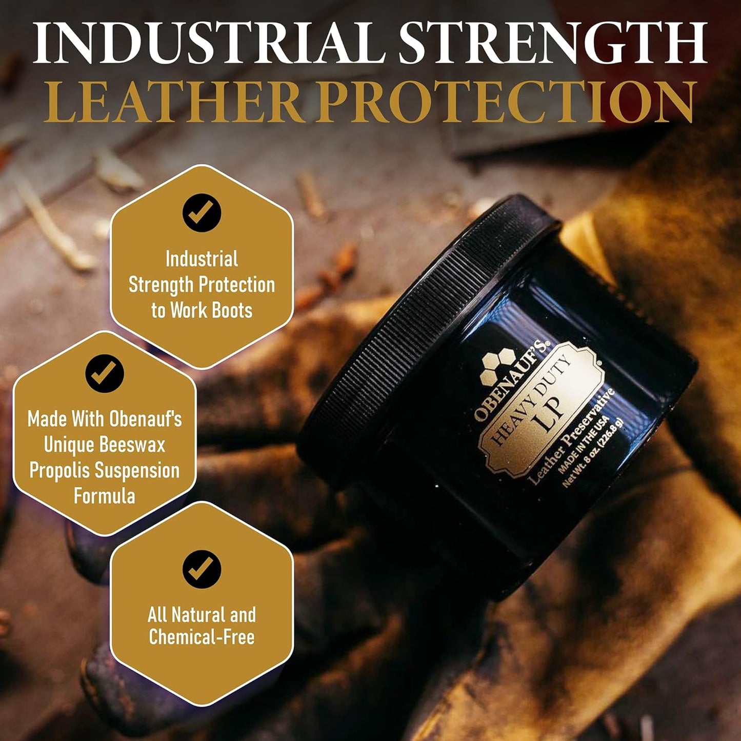 Obenauf's Heavy Duty LP Leather Conditioner Natural Oil Beeswax Formula (8oz)