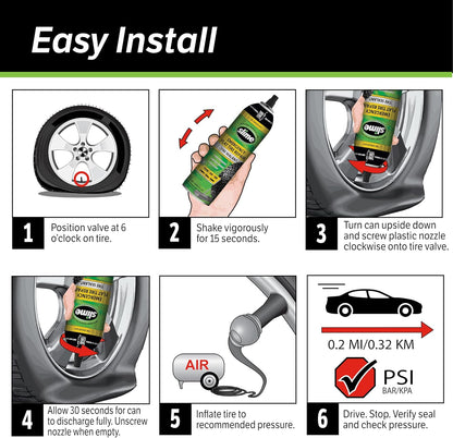 Slime 50107 Flat Tire Puncture Repair, Smart Spair, Emergency Kit For Car Tires, Includes Sealant And Tire Inflator Pump, Suitable For Cars And Other Highway Vehicles, 15 Min Fix