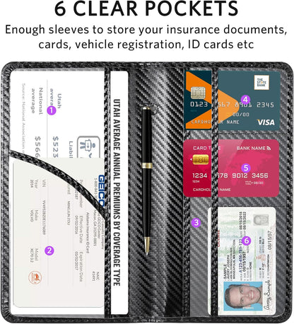 CoBak Car Registration and Insurance Holder - Vehicle Glove Box Car Organizer,Auto Truck Comparment Accessories Case with Magnetic Closure for Driver License,Cards - Colors A
