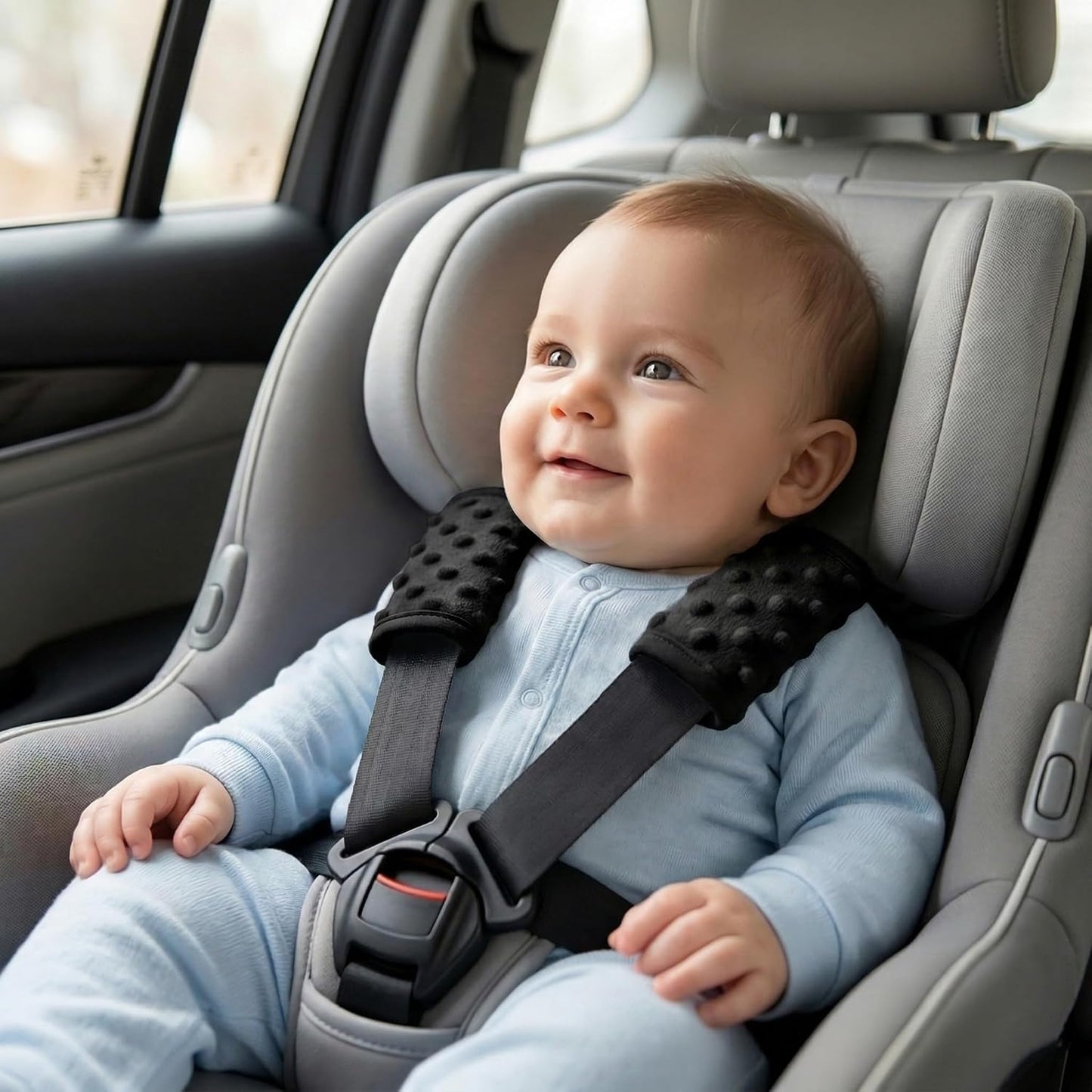 Pro Goleem Car Seat Strap Covers for Babies Soft Car Seat Strap Shoulder Pads for All Car Seats, Stroller, Pushcar, Black