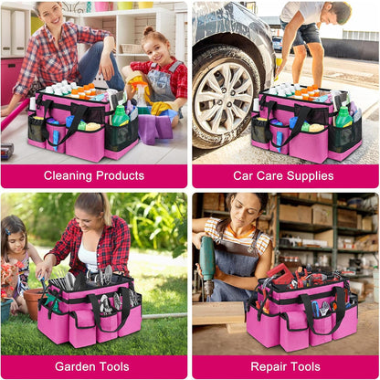 Cleaning Caddy,Cleaning Bag for Housekeepers,Cleaning Supplies Organizer with Handle,Black