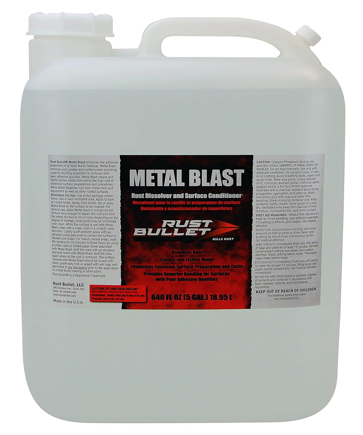 RUST BULLET Metal Blast - 24 Oz - Rust Remover & Metal Prep, Cleaner & Conditioner for Superior Adhesion, Eliminates Grease, Contaminants & Corrosion