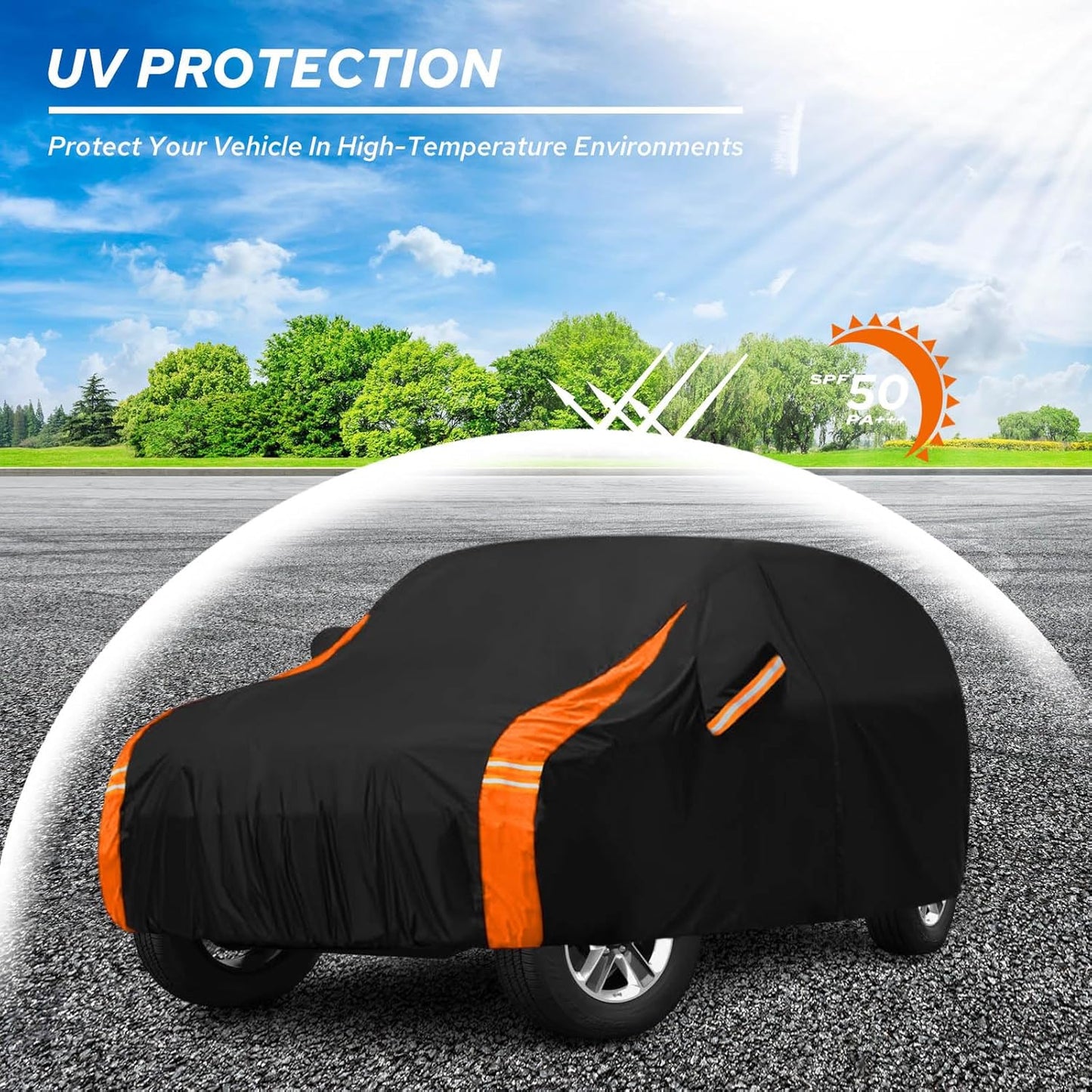 10-Layer Car Cover Waterproof All Weather for Automobiles, Soft Cotton Lining Outdoor Full Covers with Door Zipper, Universal Fit for Sedan 196"-208" L, Size A6 (See Size Chart)