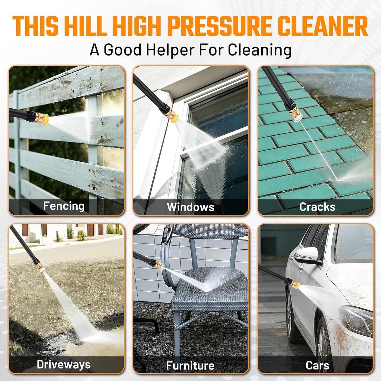 This Hill 2-in-1 Pressure Washer and Steam Cleaner, 3000 PSI 2 GPM Power Washer, 1500W Steam Cleaner with 1L Tank, Portable Cleaning Machine for Car Detailing, Patio, Tile, Grout, Furniture
