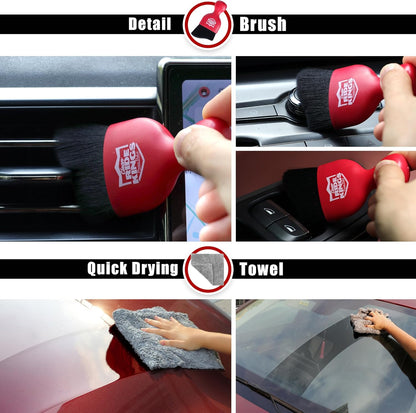 Car Detailing Kit - 3 Packs: Car Duster, Interior Cleaning Brush, Microfiber Towels | Detail Tools