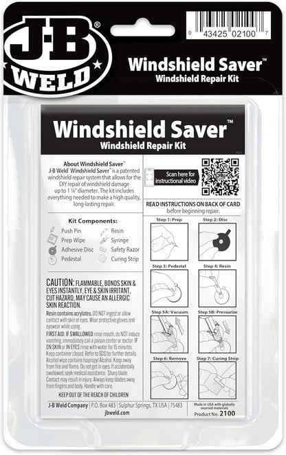 J-B Weld 2100 Windshield Saver Repair Kit, 0.025 fl. oz