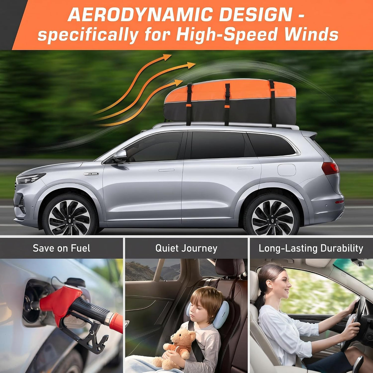 Sailnovo Rooftop Cargo Carrier Bag 21 Cubic, 1000D PVC Waterproof Vehicle Soft-Shell Carrier for Cars with/Without Roof Rack, Car Roof Storage Includes Anti-Slip Mat,10 Reinforced Straps, 6 Door Hooks